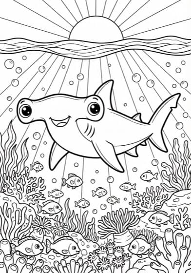 Hammerhead shark coloring page