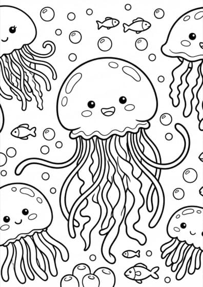 Jellyfish coloring page