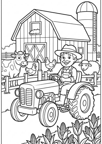 Tractor coloring page